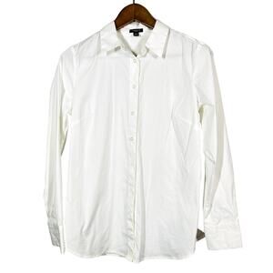 NEW! Ann Taylor Petites Button Up Dress Shirt Long Sleeve White - 10P